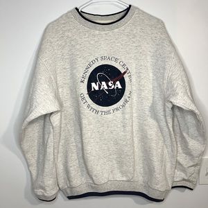 VTG Rare 90s NASA Kennedy Space Station Get With The Program Crewneck Sweatshirt
